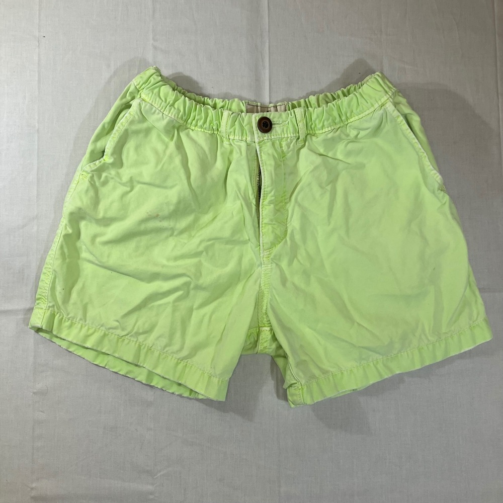 Hollister Mens Neon Lime Green Elastic Waist Chino Shorts Size S Small Cotton